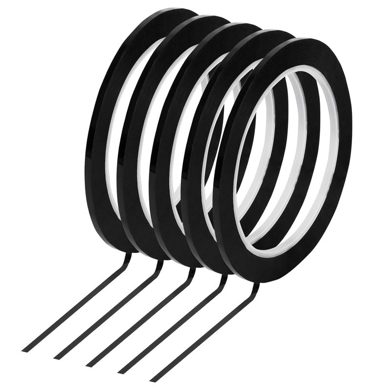Ulreon 5PCS Whiteboard Tape Black Pinstripe Tape Stained Glass Paint Lead Line for DIY Glass Painting Surface Gallery Window, 3mm Width - Image 1